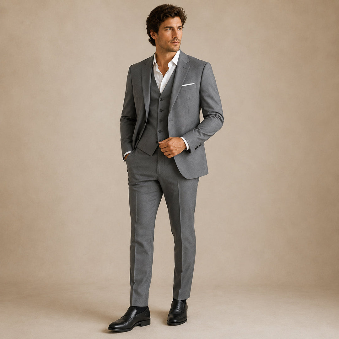 The Barbaresco Men’s Elegant 3 Piece Suit Set – Blazer Gilet and Trousers Formal Suit