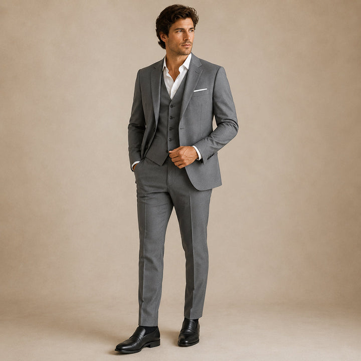 The Barbaresco Men’s Elegant 3 Piece Suit Set – Blazer Gilet and Trousers Formal Suit