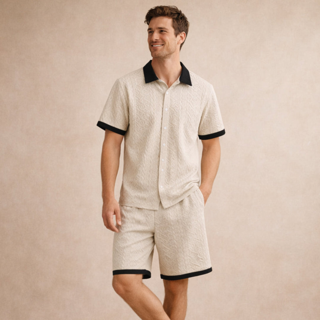 The Brookridge Hill Men’s Textured Lightweight Summer Set – Shirt &amp; Shorts Set