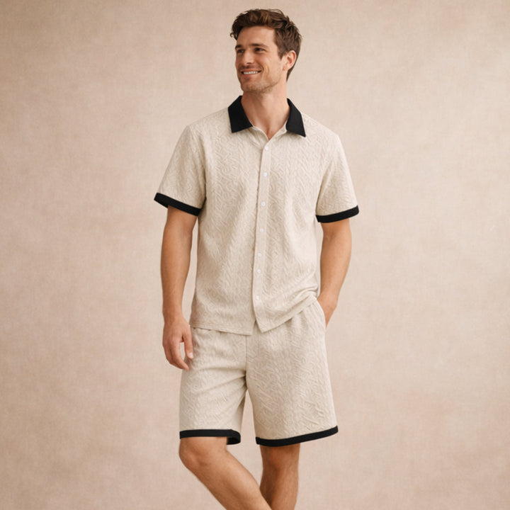 The Brookridge Hill Men’s Textured Lightweight Summer Set – Shirt &amp; Shorts Set