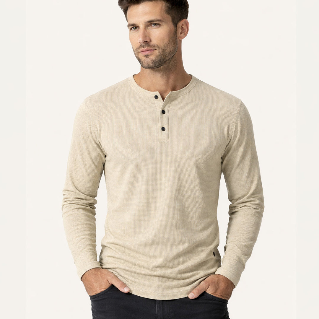 The Pinecrest Creek Men’s Casual Waffle Henley Thermal Shirt