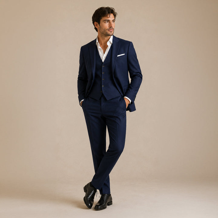 The Barbaresco Men’s Elegant 3 Piece Suit Set – Blazer Gilet and Trousers Formal Suit