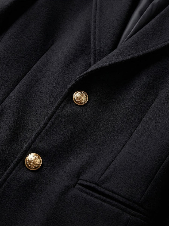 Salisbury gold button overcoat, fabric close up, Gentlemens Manor