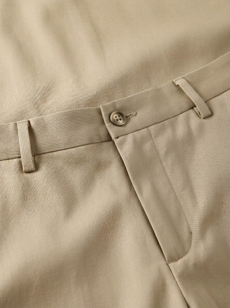 Saunders flat front dress trousers, fabric close up, Gentlemens Manor