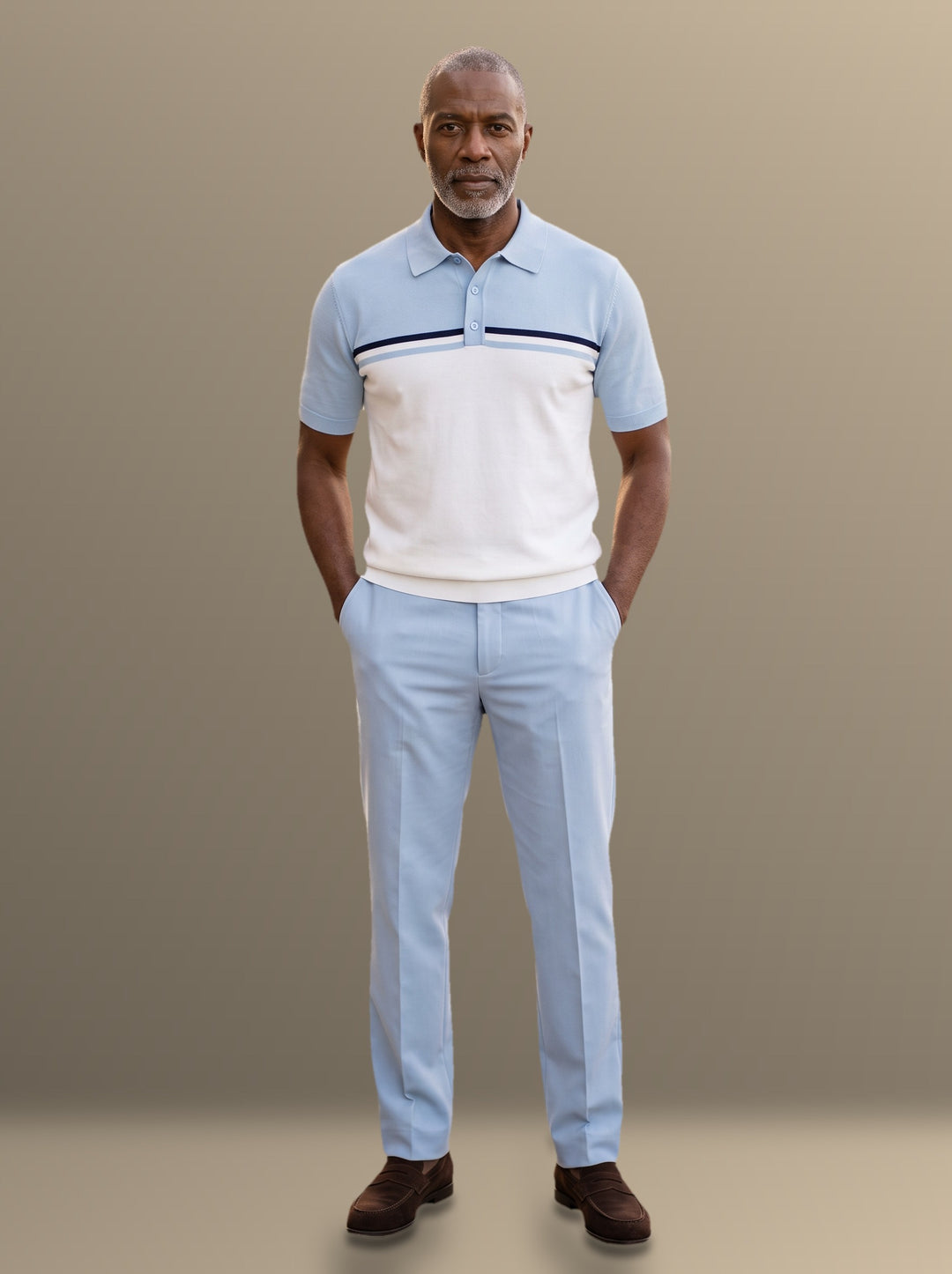 Sawyer two piece set in Light Blue, studio, Gentlemens Manor