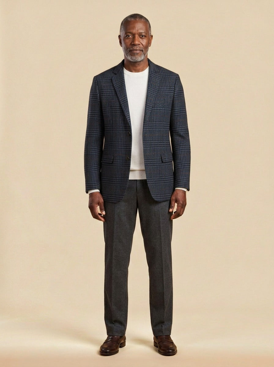 Sedgwick glen check blazer in Navy, studio, Gentlemens Manor
