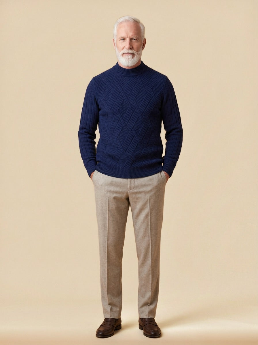 Sheffield sweater in Navy, studio, Gentlemens Manor