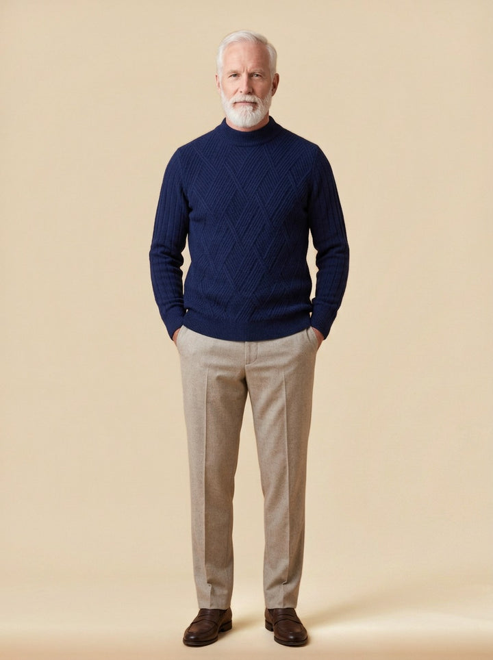 Sheffield sweater in Navy, studio, Gentlemens Manor