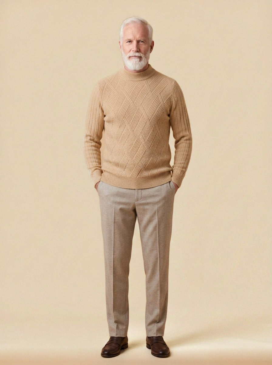 Sheffield sweater in Sand, studio, Gentlemens Manor