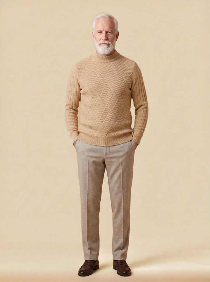 Sheffield sweater in Sand, studio, Gentlemens Manor