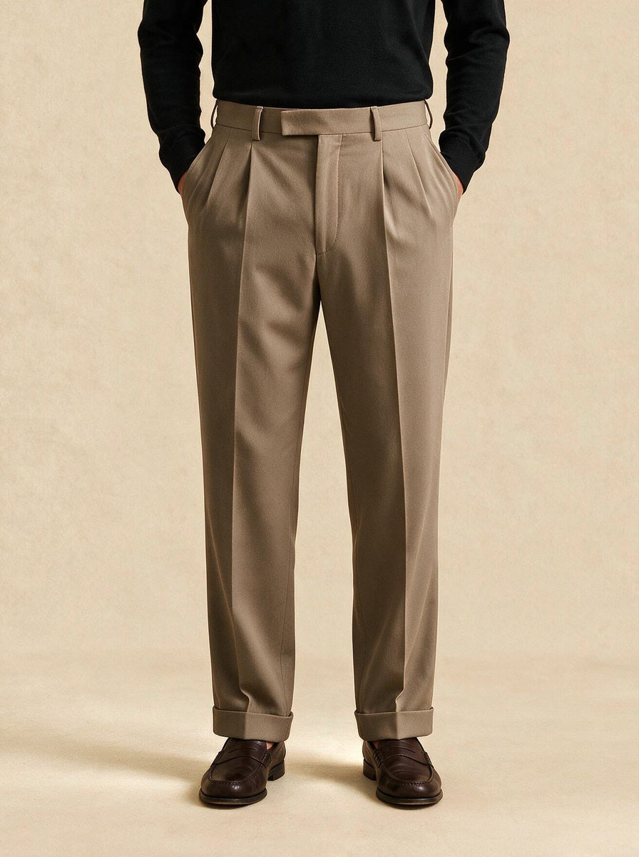 Sheldon dress pants in Sand, studio, Gentlemens Manor