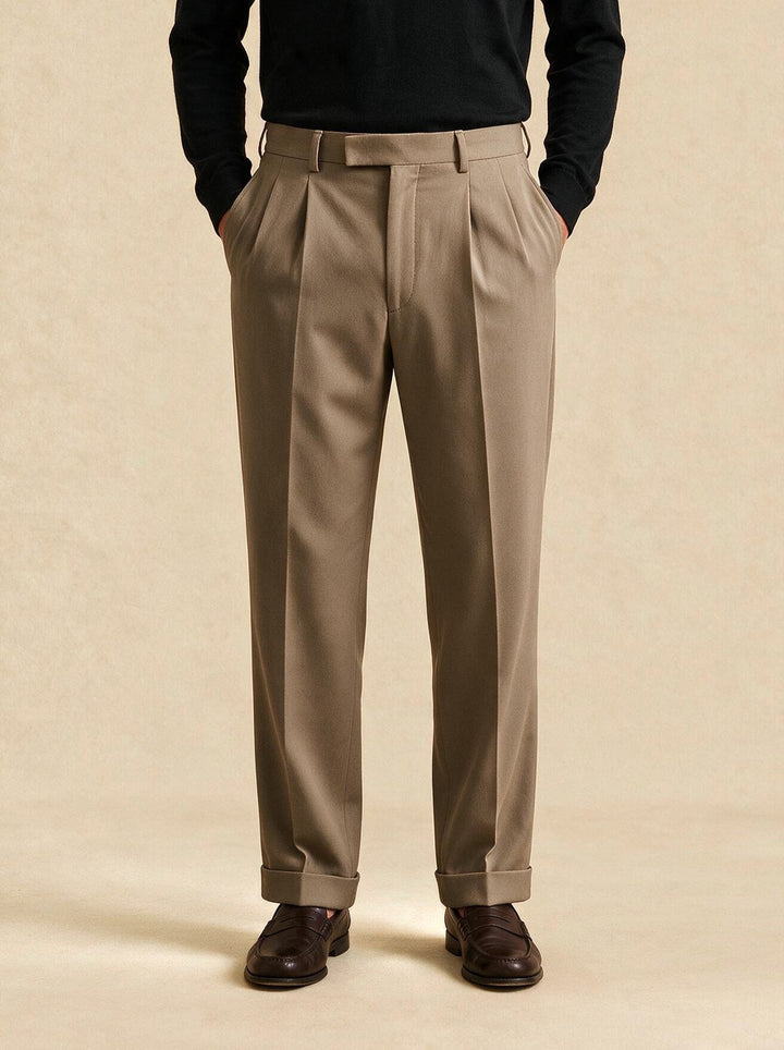 Sheldon dress pants in Sand, studio, Gentlemens Manor