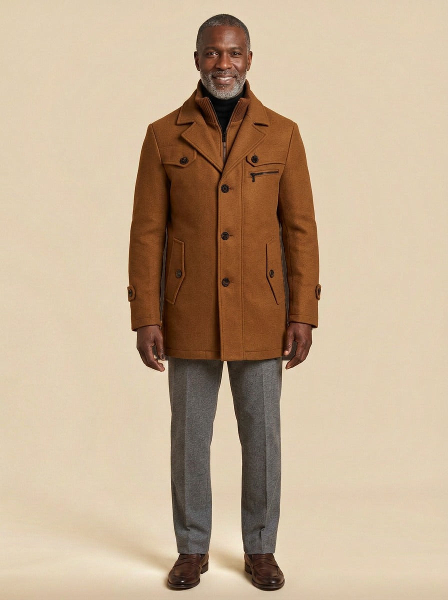 Sherwood car coat in Brown, studio, Gentlemens Manor