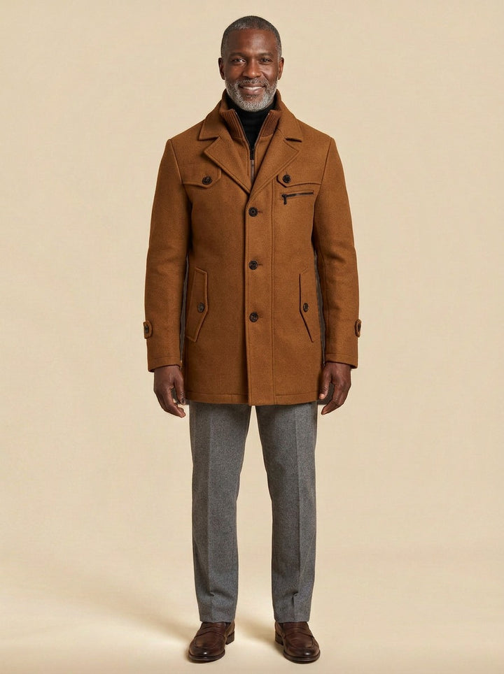 Sherwood car coat in Brown, studio, Gentlemens Manor
