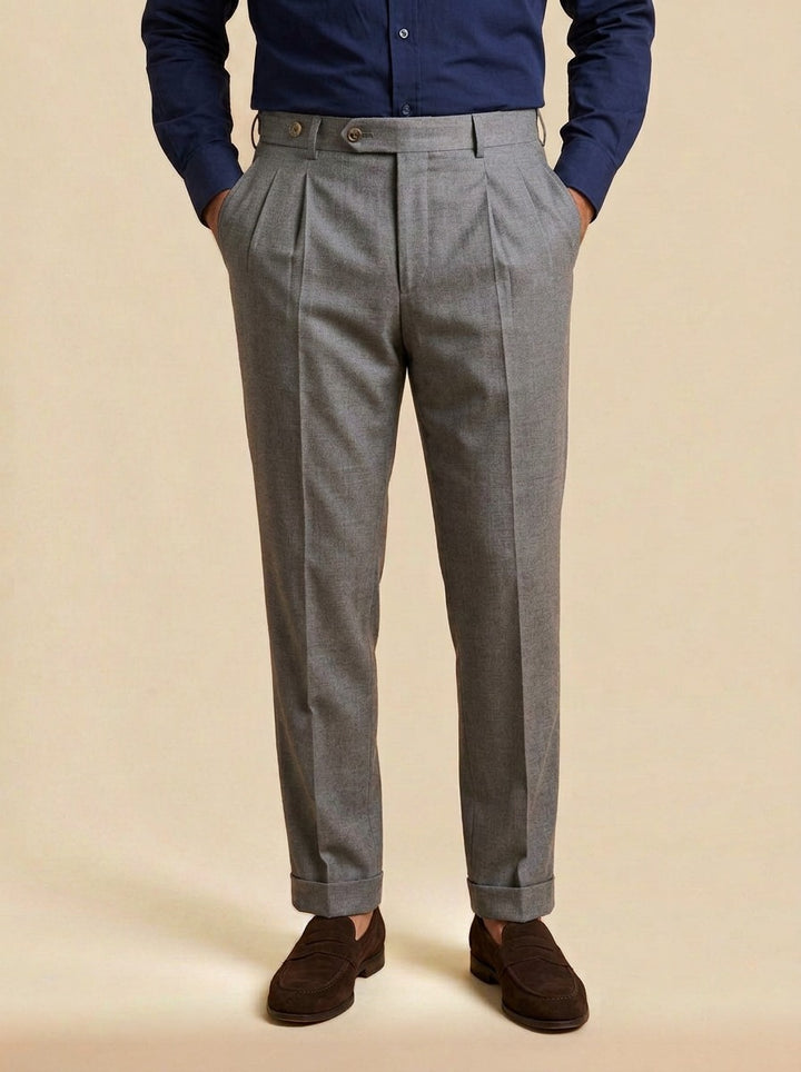 Sidney pleated dress pants in Grey, studio, Gentlemens Manor
