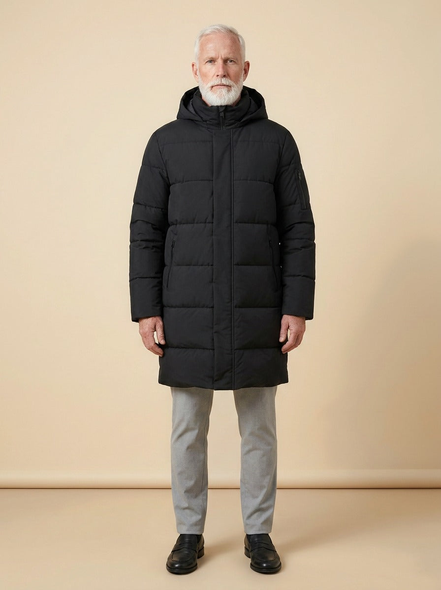 Silas puffer coat in Black, studio, Gentlemens Manor