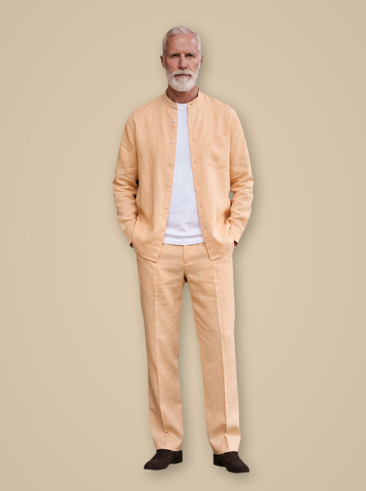 Sinclair two piece set in Apricot, studio, Gentlemens Manor