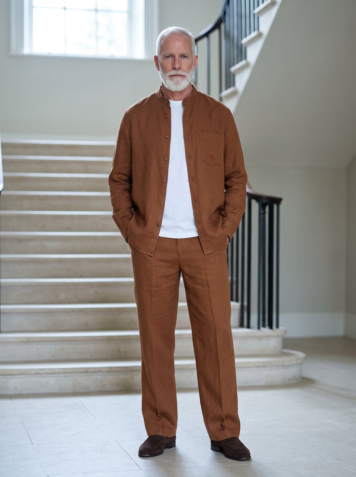 Sinclair two piece set in Brown, lifestyle, Gentlemens Manor