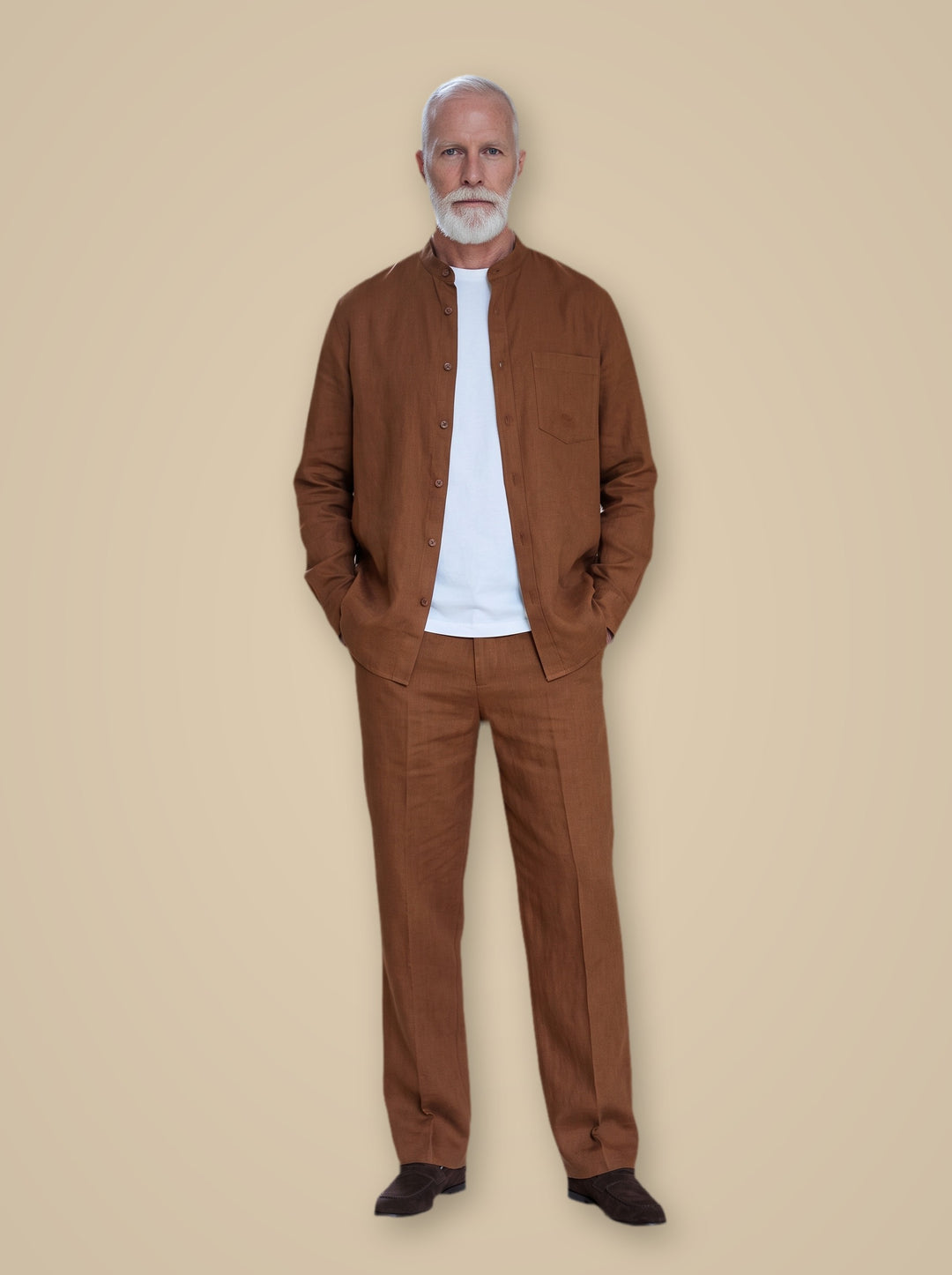 Sinclair two piece set in Brown, studio, Gentlemens Manor
