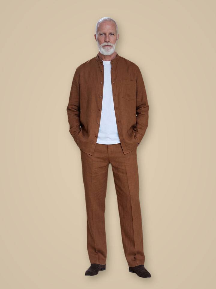 Sinclair two piece set in Brown, studio, Gentlemens Manor