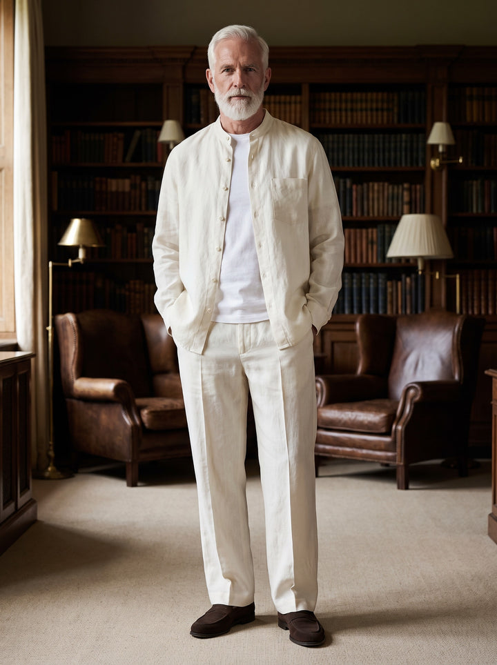 Sinclair two piece set in White, lifestyle, Gentlemens Manor