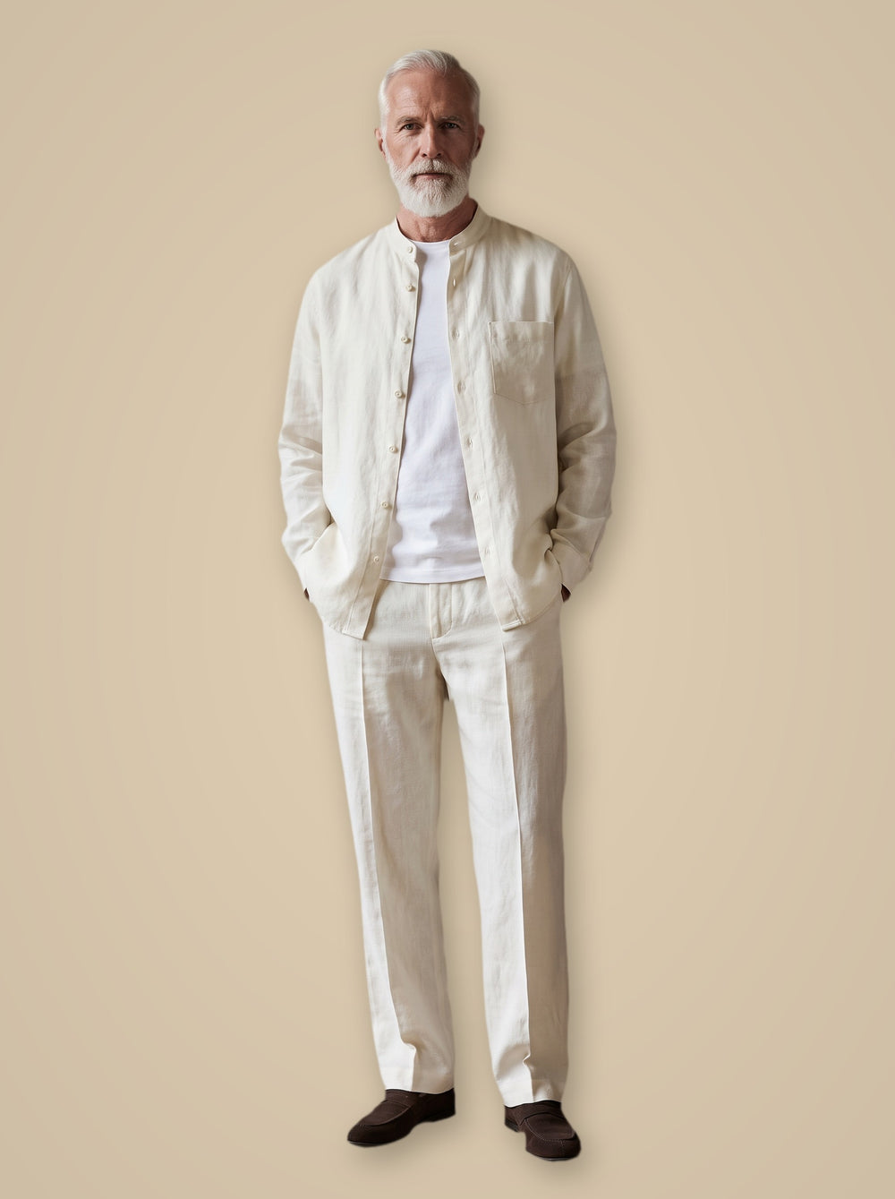 Sinclair two piece set in White, studio, Gentlemens Manor