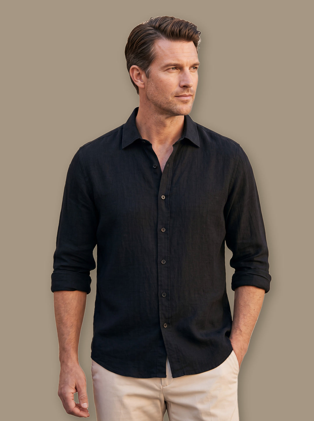 Spencer casual shirt in Black, studio - Gentlemens Manor