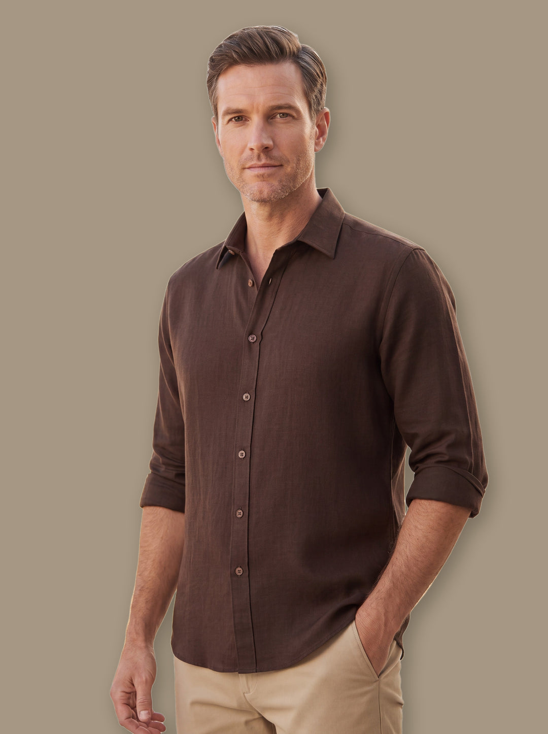 Spencer casual shirt in Brown, studio - Gentlemens Manor