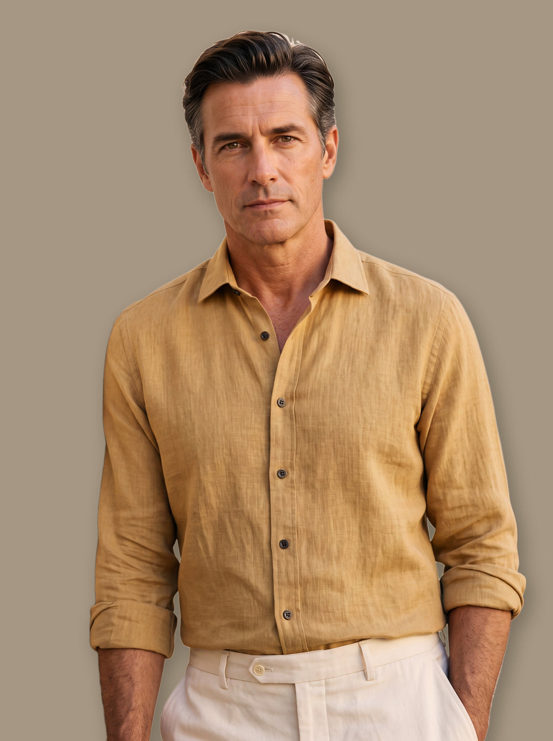 Spencer casual shirt in Mustard, studio - Gentlemens Manor