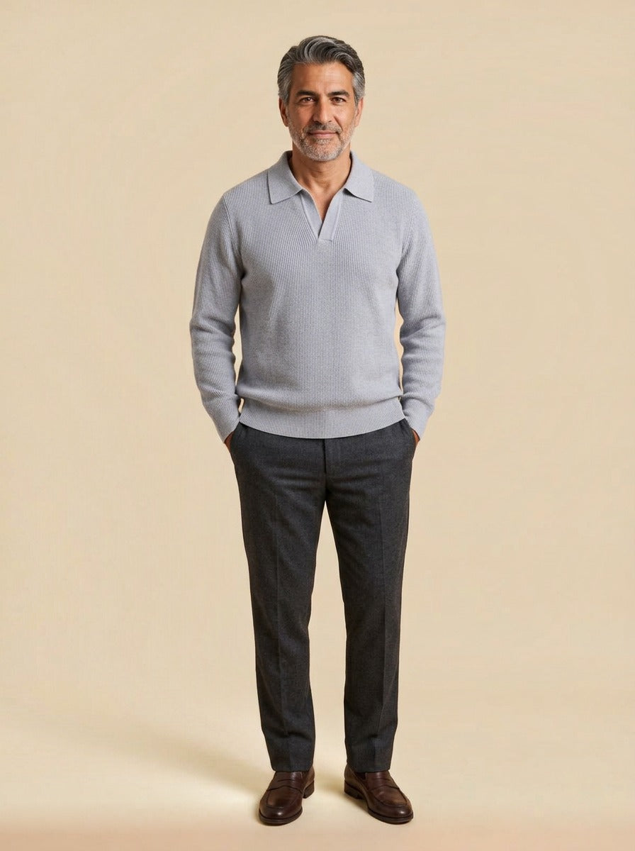 Stafford sweater in Light Grey, studio, Gentlemens Manor