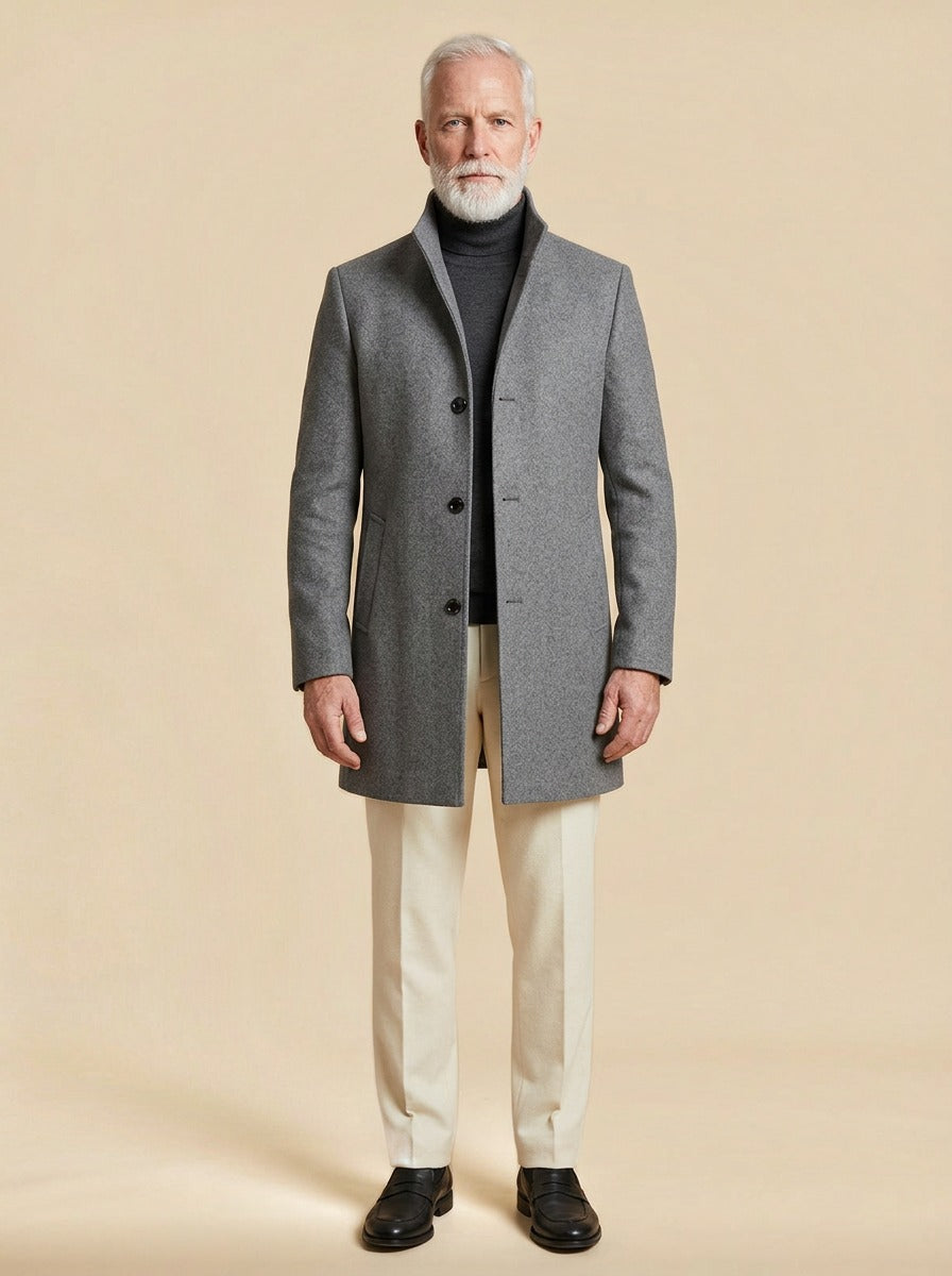 Stanhope overcoat in Grey, studio, Gentlemens Manor