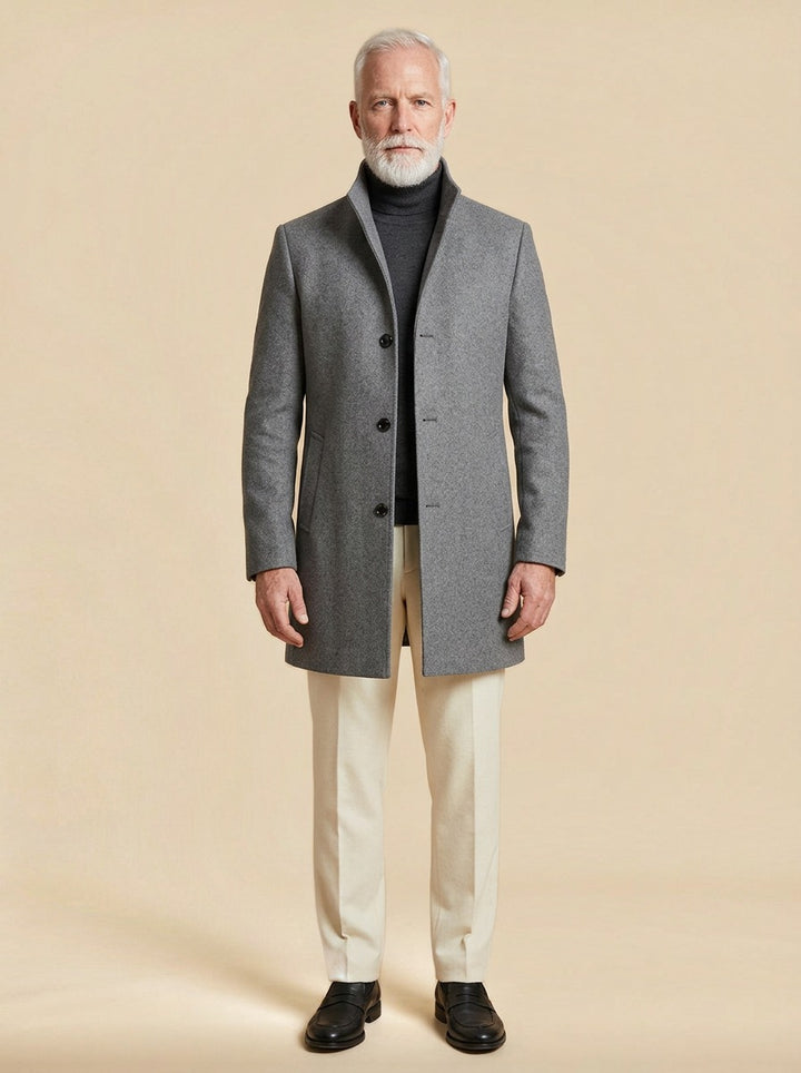 Stanhope overcoat in Grey, studio, Gentlemens Manor