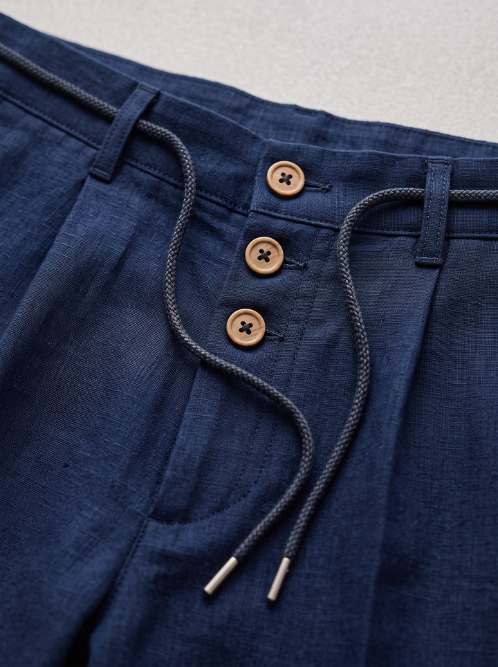 Stanley linen trousers, fabric close up, Gentlemens Manor