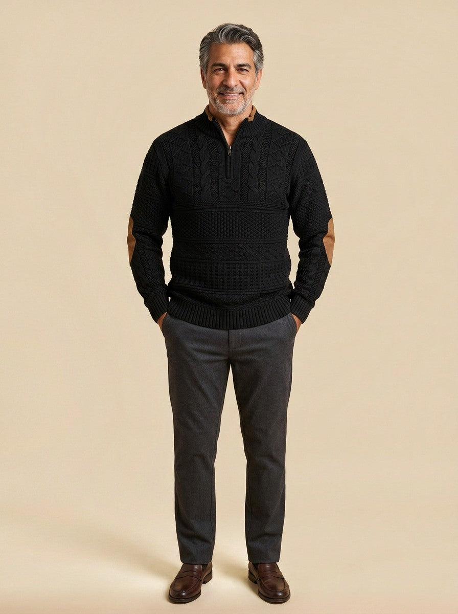 Stanton textured knit sweater in Black, studio, Gentlemens Manor