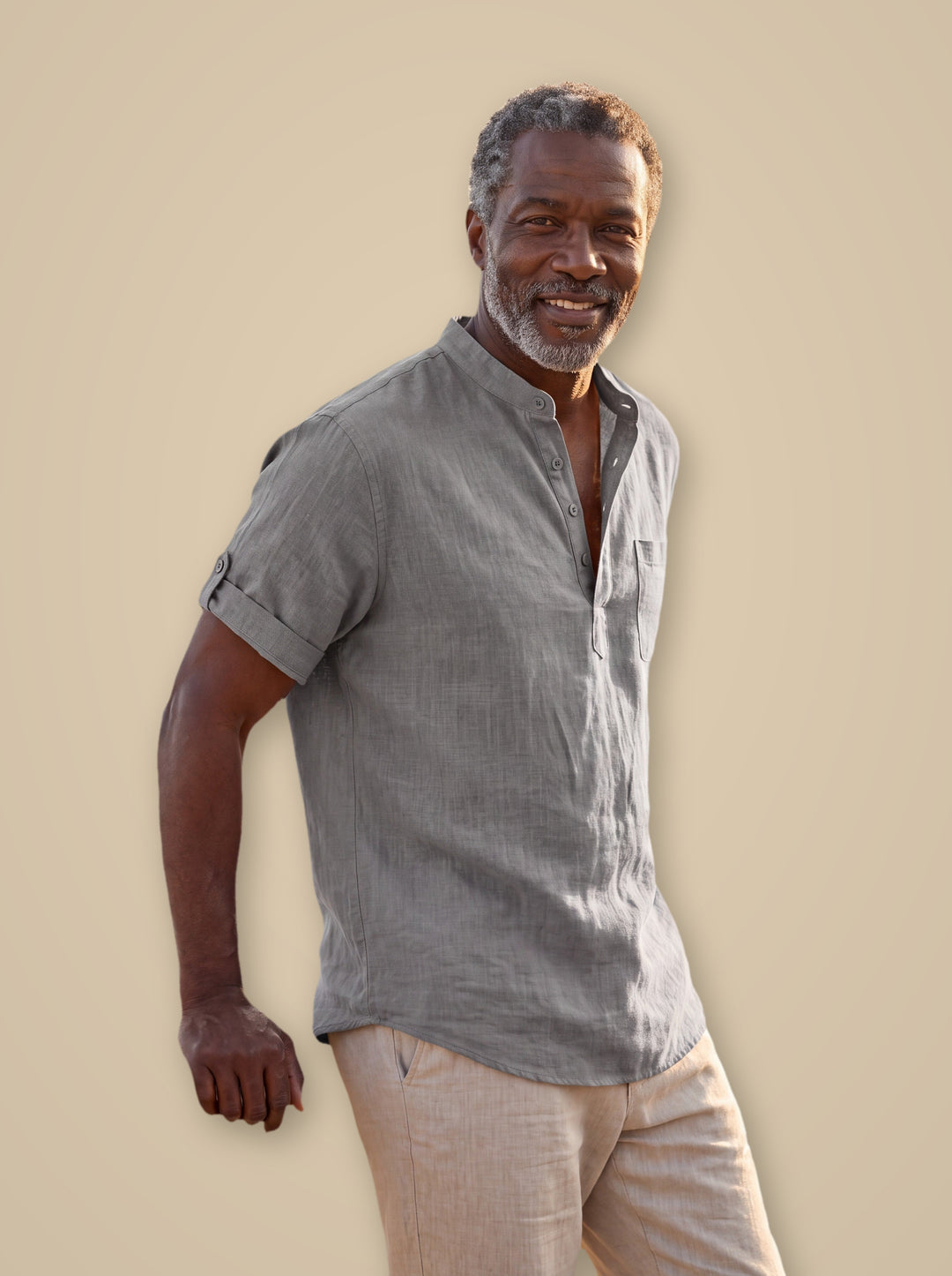 Sterling linen shirt in Grey, studio - Gentlemens Manor