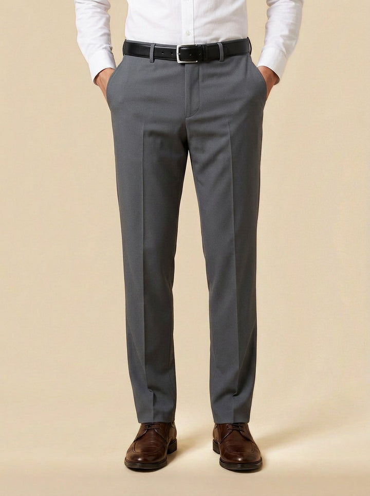 Sullivan flat front stretch dress pants in Grey, studio, Gentlemens Manor