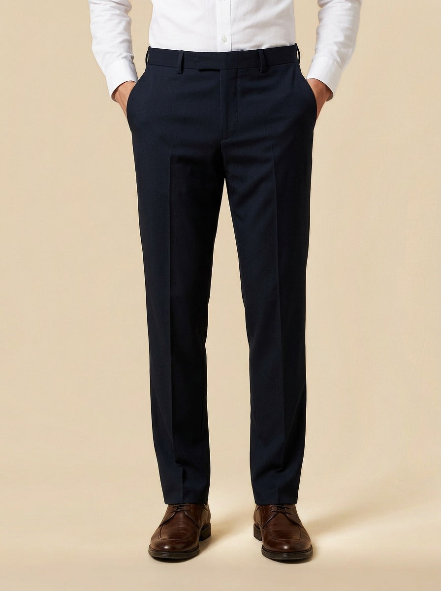 Sullivan flat front stretch dress pants in Navy, studio, Gentlemens Manor