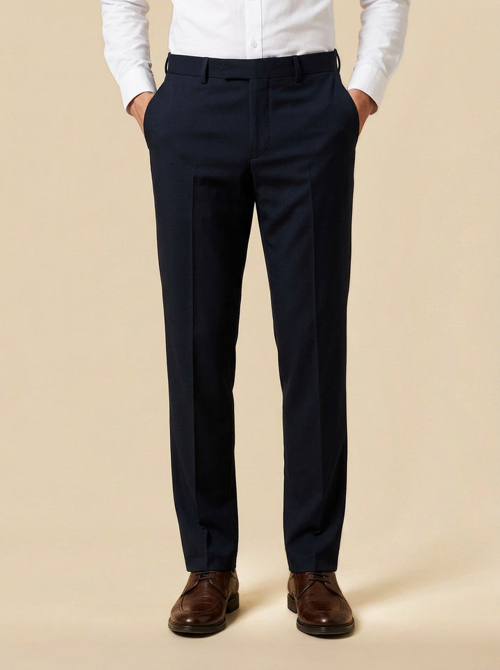 Sullivan flat front stretch dress pants in Navy, studio, Gentlemens Manor