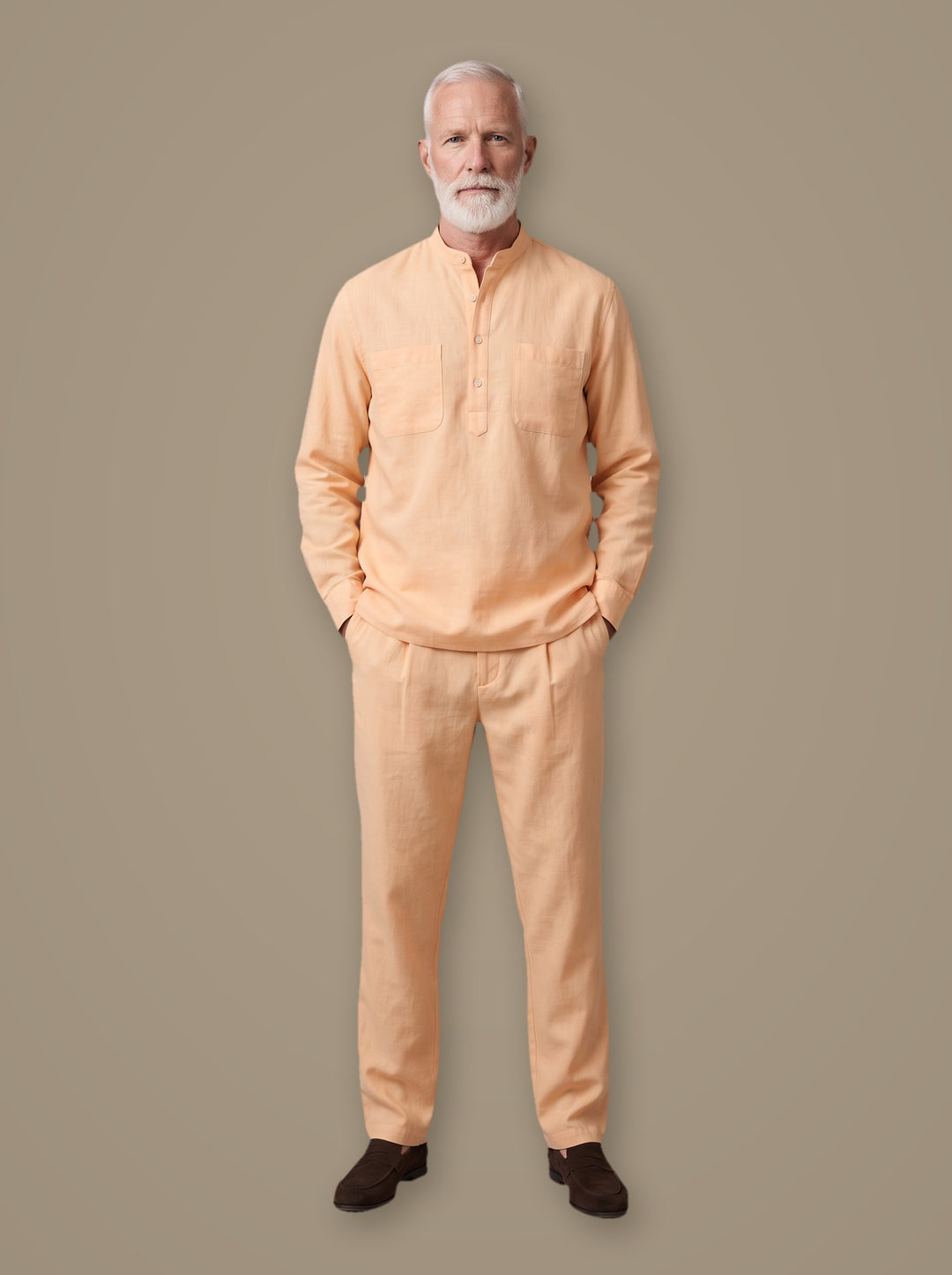 Sutton two piece set in Apricot, studio, Gentlemens Manor