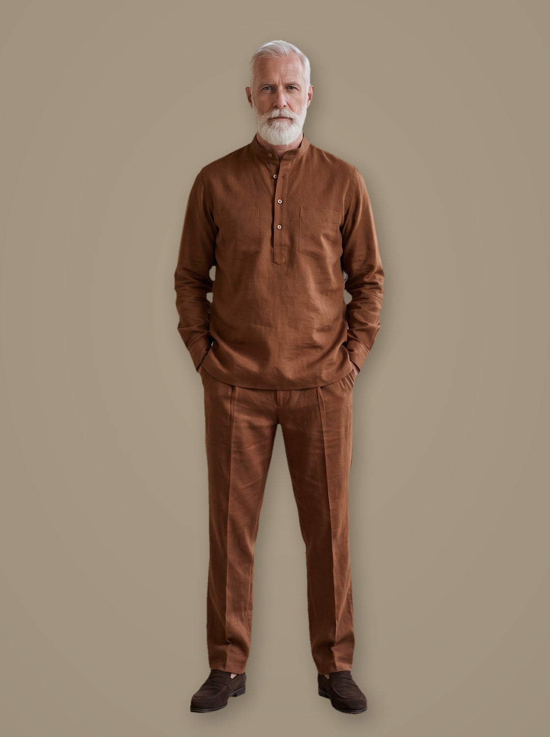 Sutton two piece set in Brown, studio, Gentlemens Manor