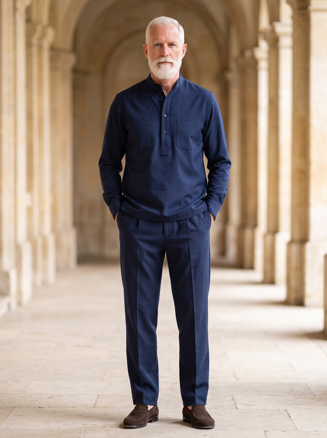 Sutton two piece set in Navy, lifestyle, Gentlemens Manor