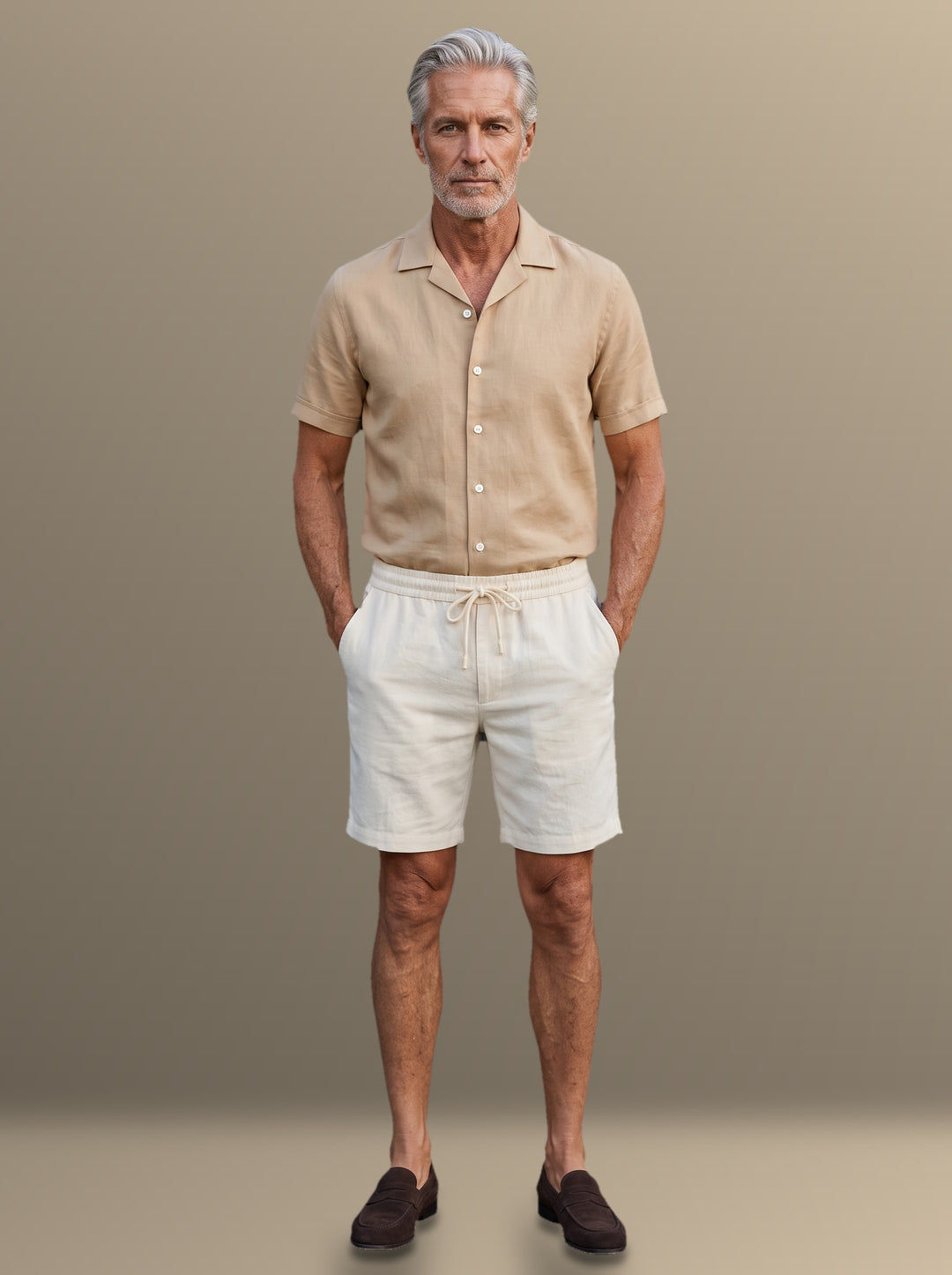 Talbot shirt and shorts set in Beige, studio, Gentlemens Manor