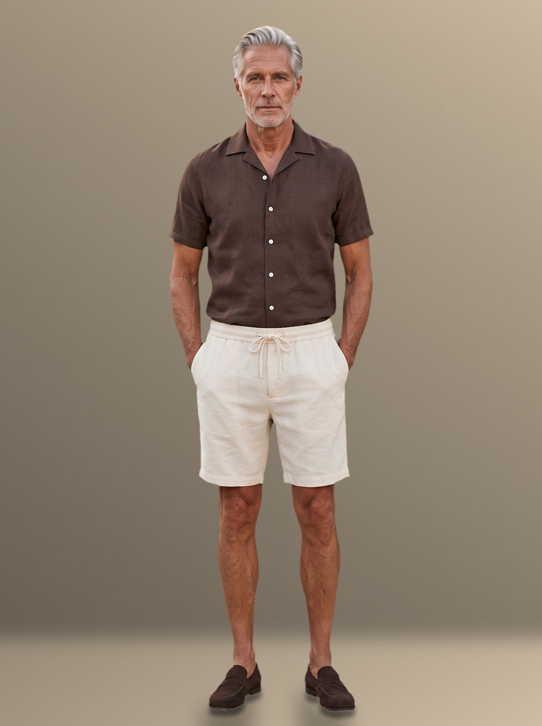 Talbot shirt and shorts set in Dark Brown, studio, Gentlemens Manor
