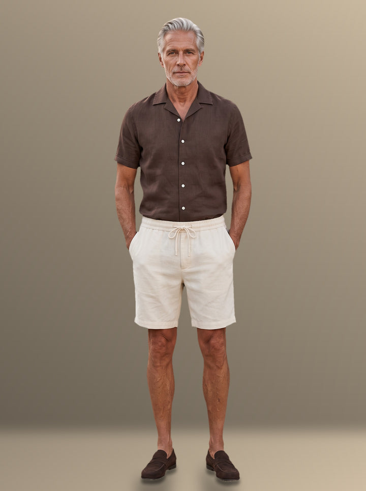 Talbot shirt and shorts set in Dark Brown, studio, Gentlemens Manor