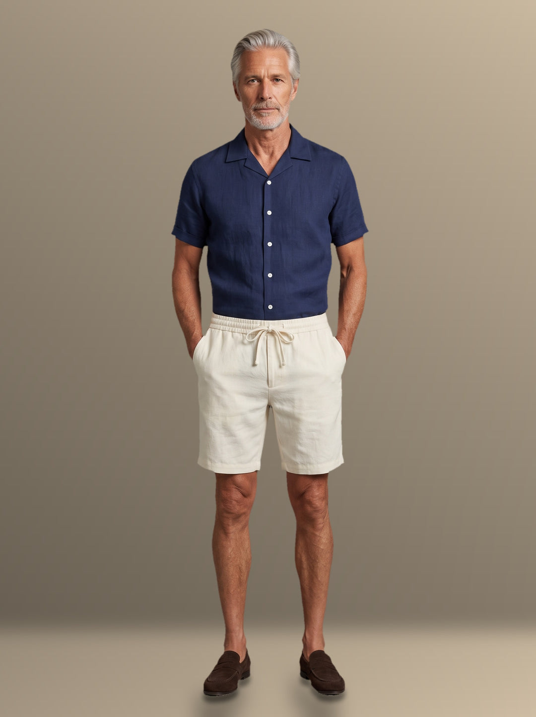 Talbot shirt and shorts set in Navy, studio, Gentlemens Manor