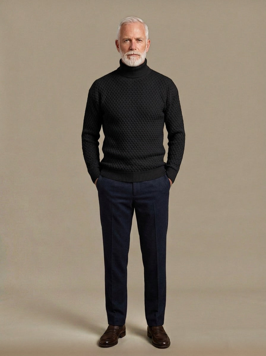 Talmadge sweater in Black, studio, Gentlemens Manor