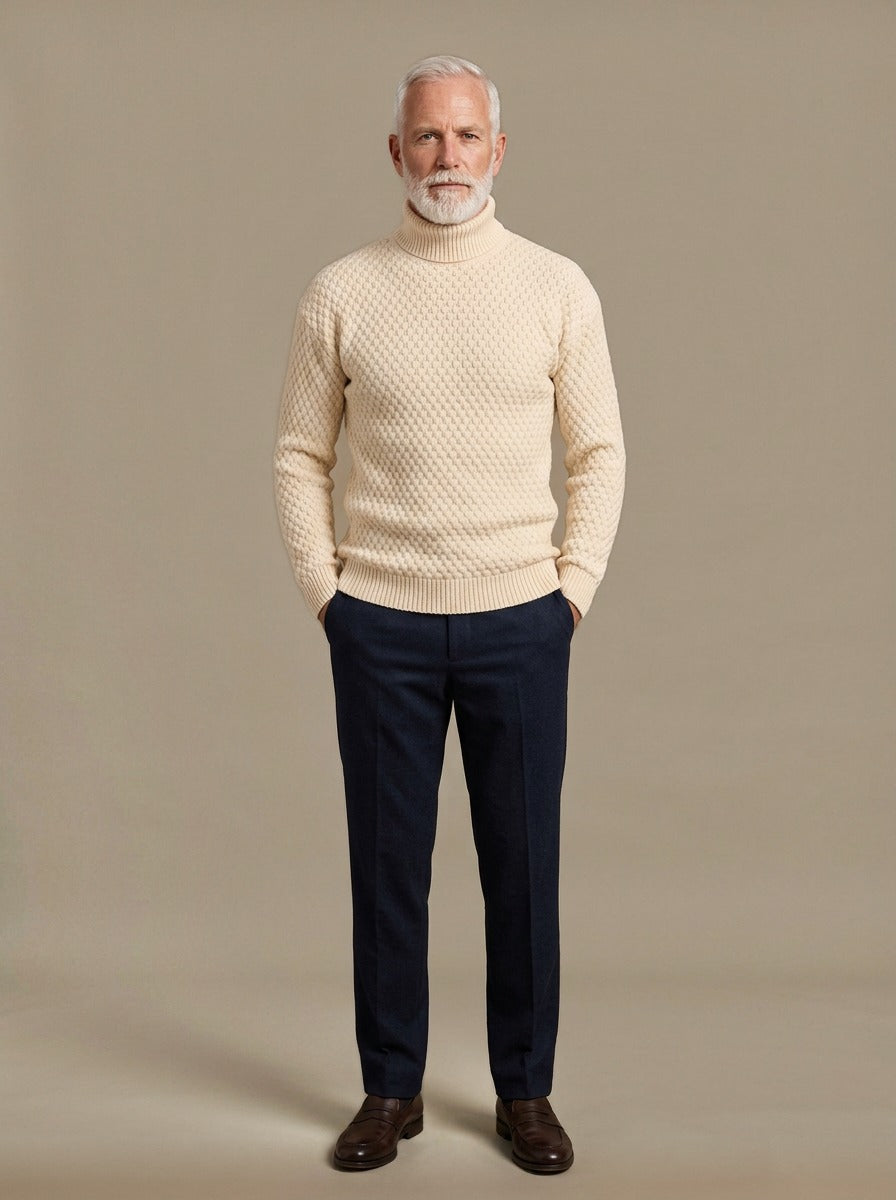 Talmadge sweater in Cream, studio, Gentlemens Manor