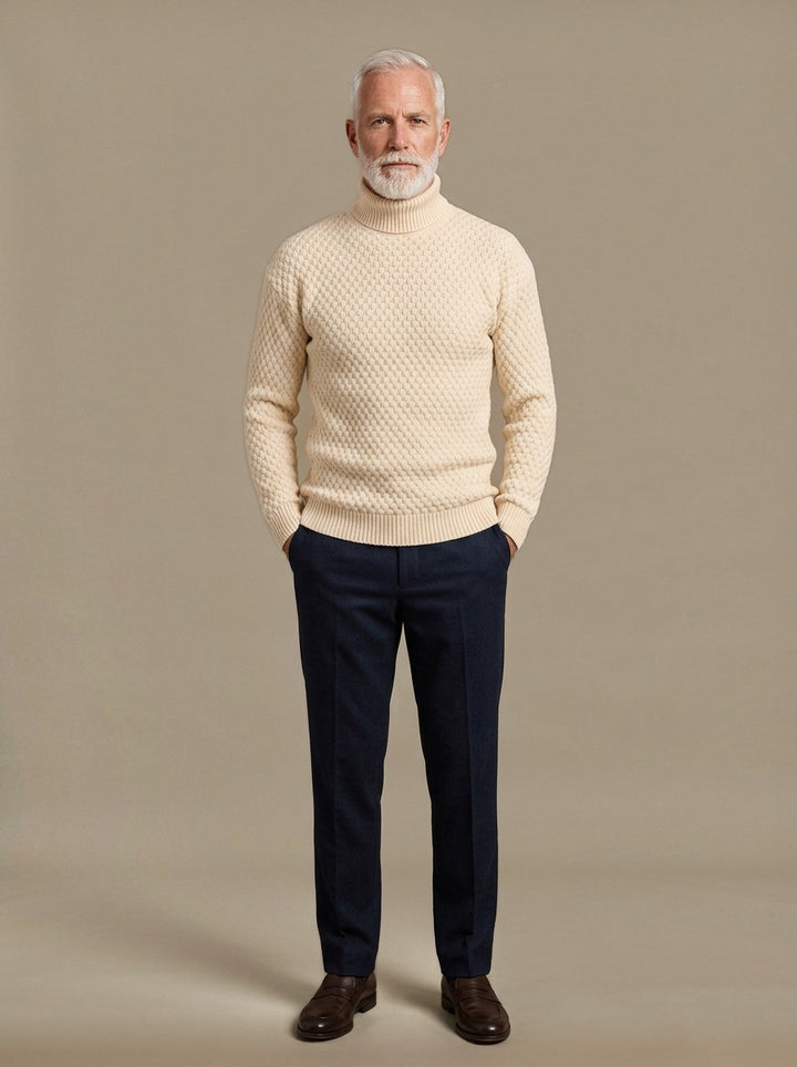 Talmadge sweater in Cream, studio, Gentlemens Manor