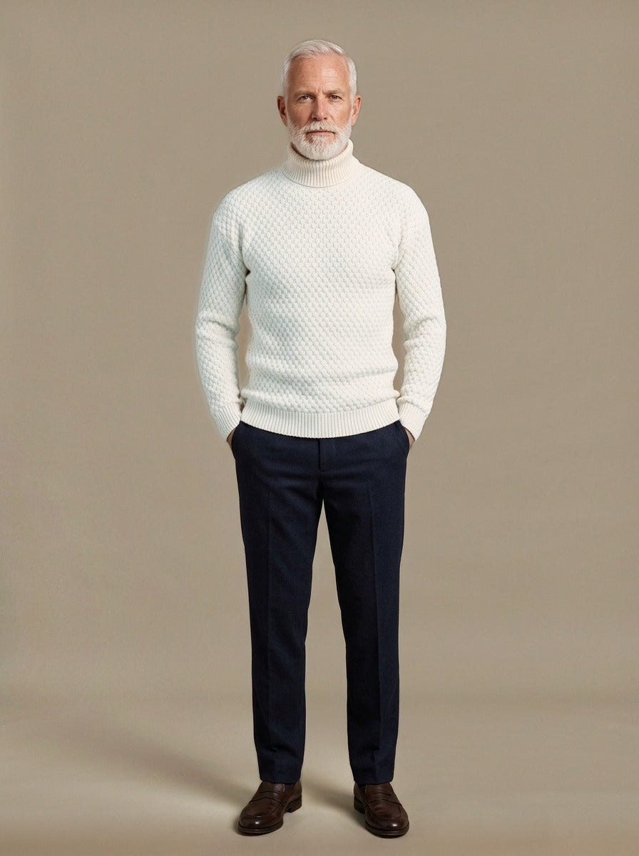 Talmadge sweater in White, studio, Gentlemens Manor