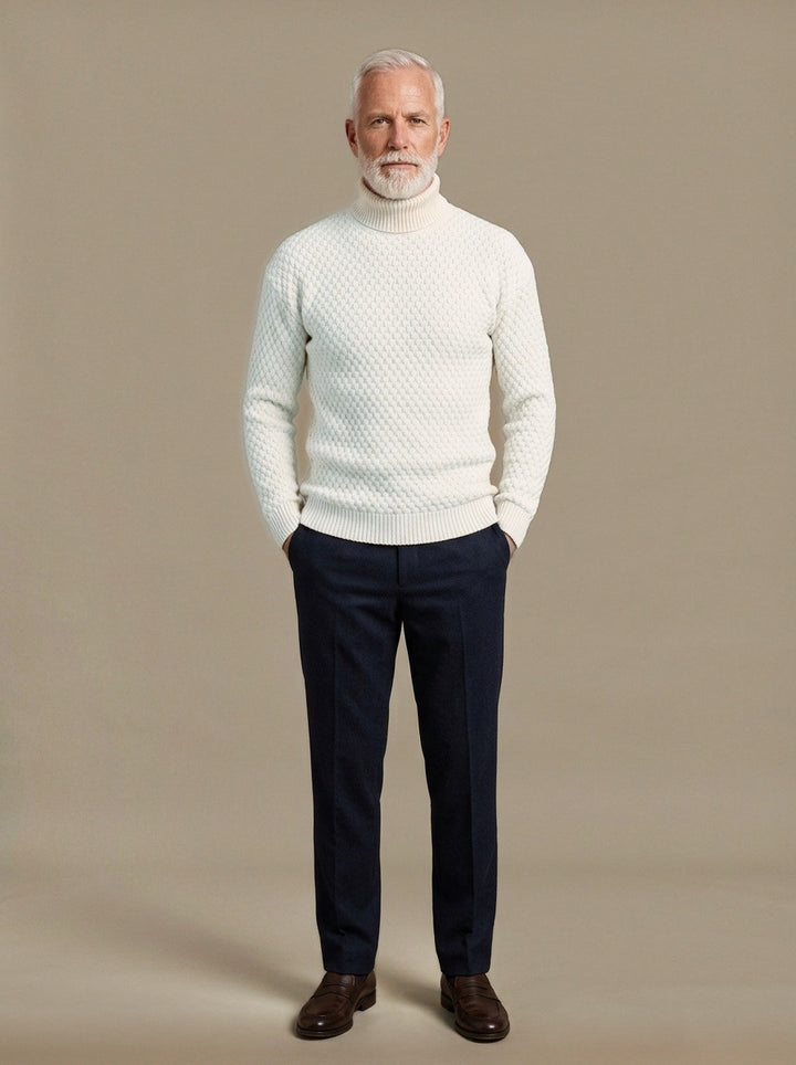 Talmadge sweater in White, studio, Gentlemens Manor